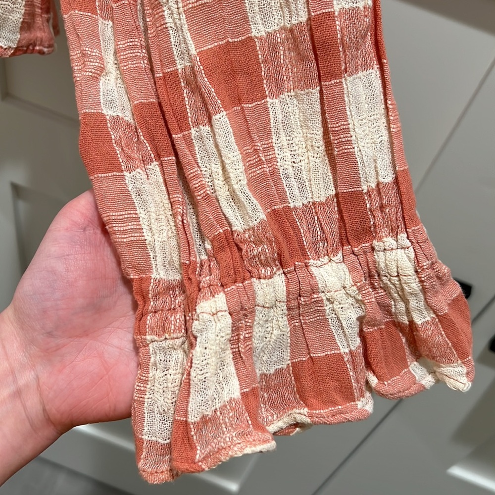 Free people plaid flowing blouse - Picture 4 of 8